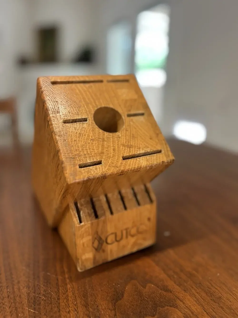 Cutco Oak Knife Block Holder Countertop Kitchen Knife Storage Wood Block